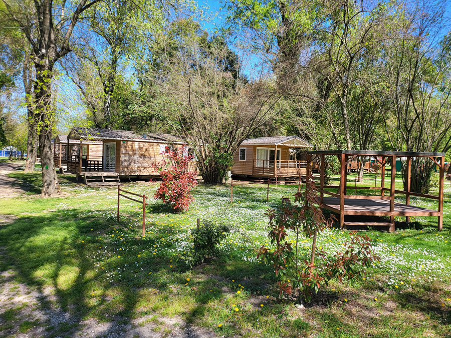 Photo du camping du Lion en Ardèche, vue des bungalows