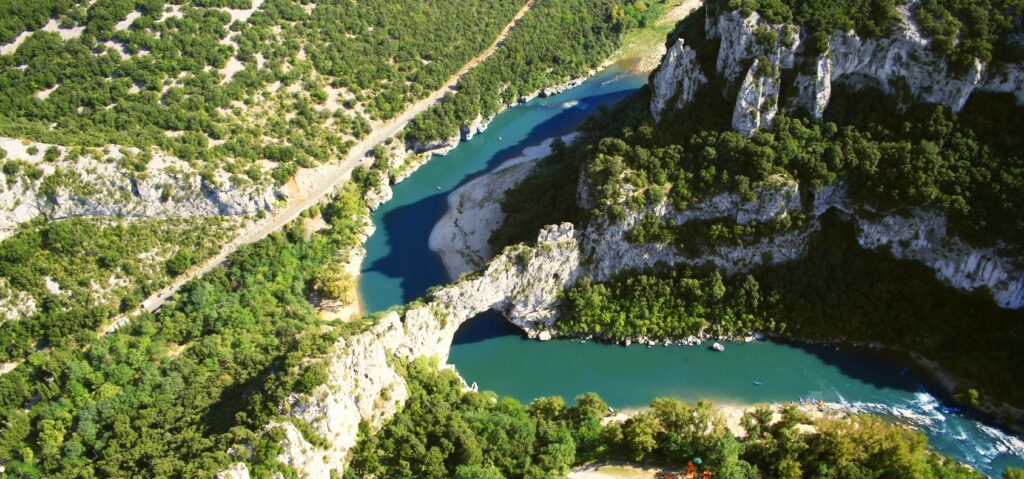 Las gargantas del Ardèche a vista de pájaro