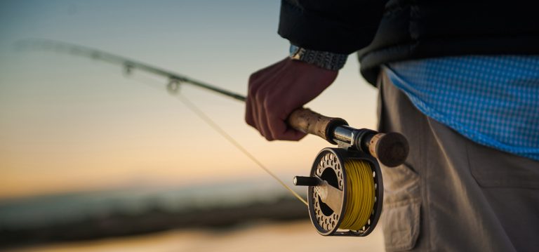 Homme tenant la tige de mouche